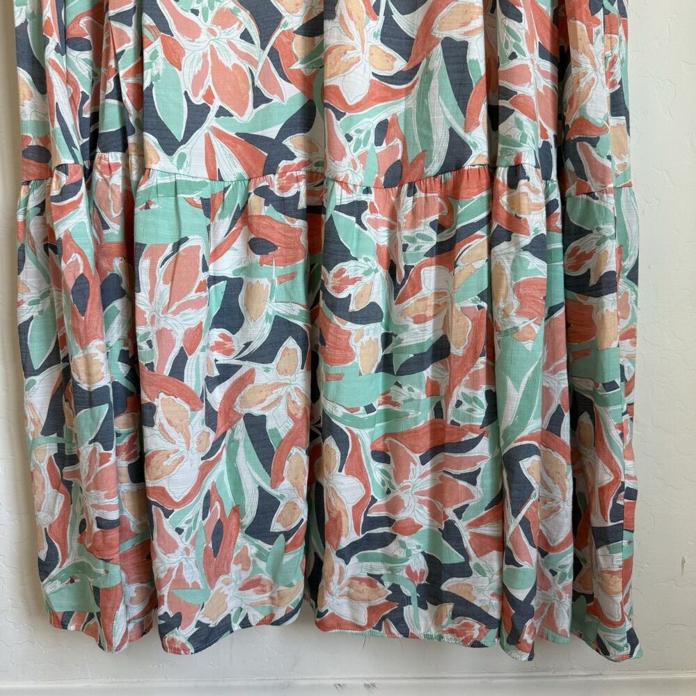 Nine West 2X Tiered Tropical Floral Maxi Halter Dress Resort Wear Beach Vacation - Picture 3 of 14